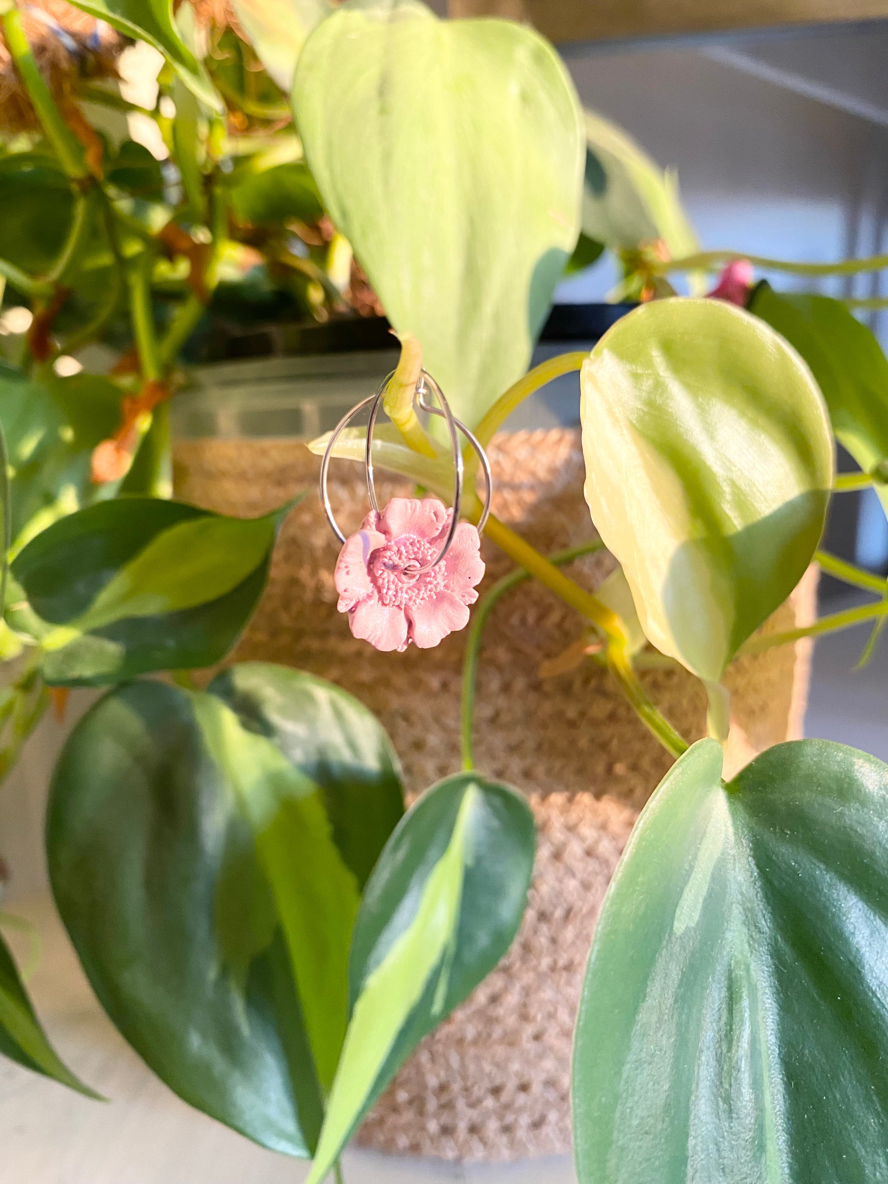 Mini Floral Hoops ( light pink)
