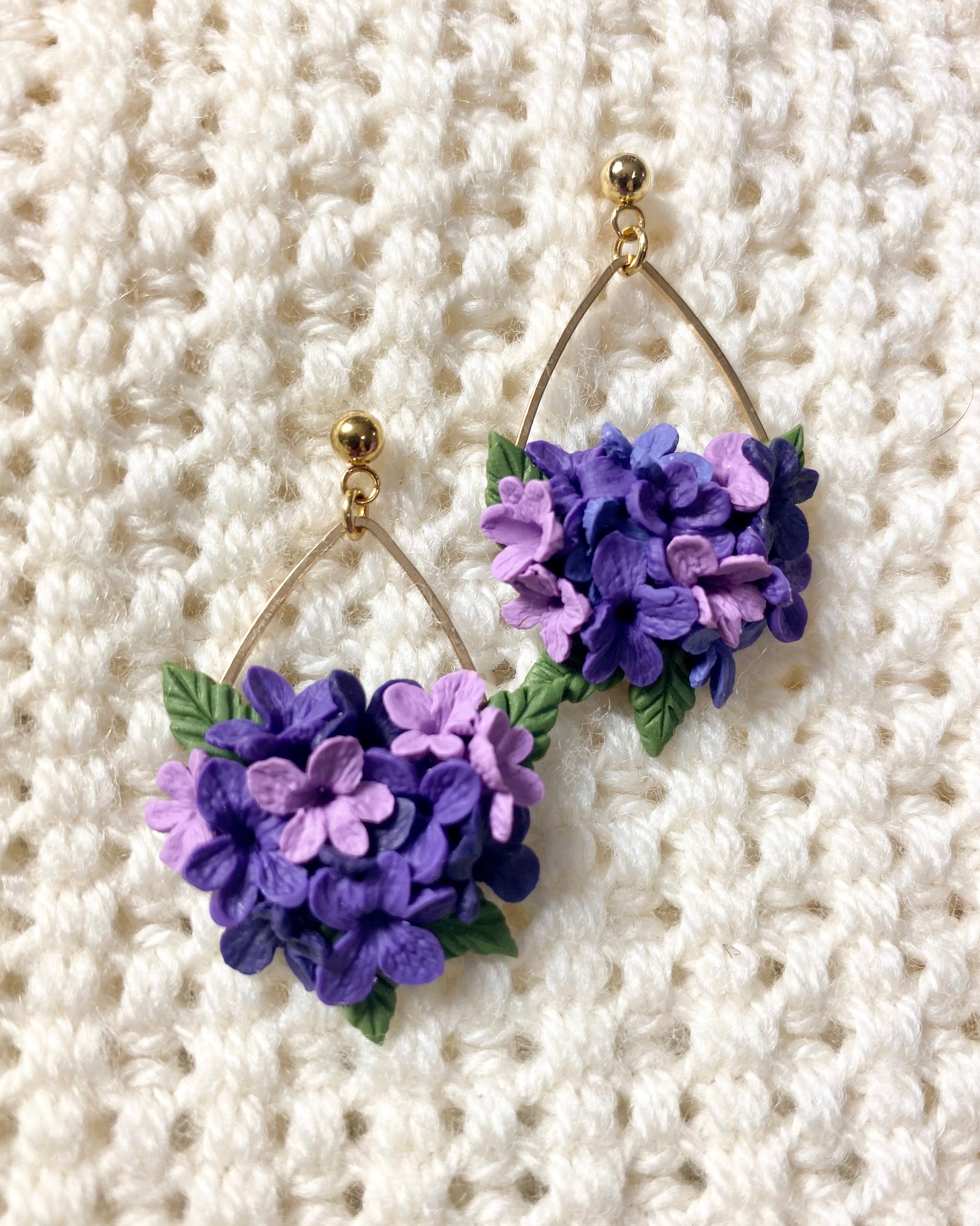 Hydrangea Earrings (tear-drop)