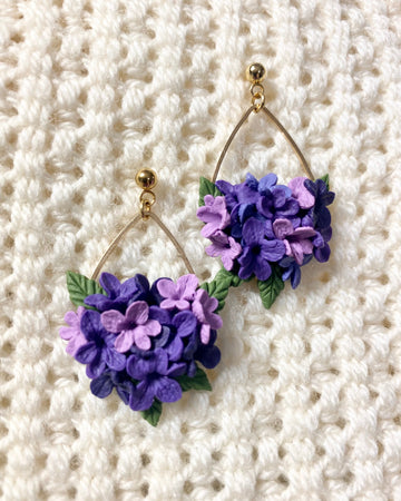 Hydrangea Earrings (tear-drop)