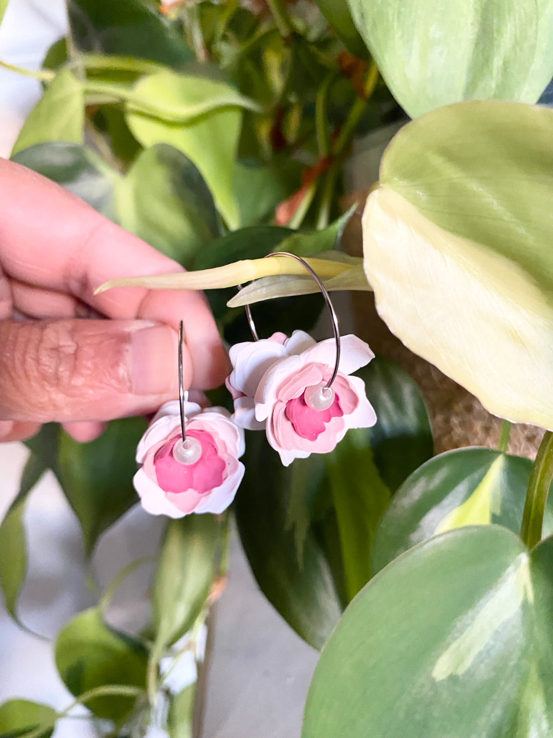 Floral hoop pink double sided