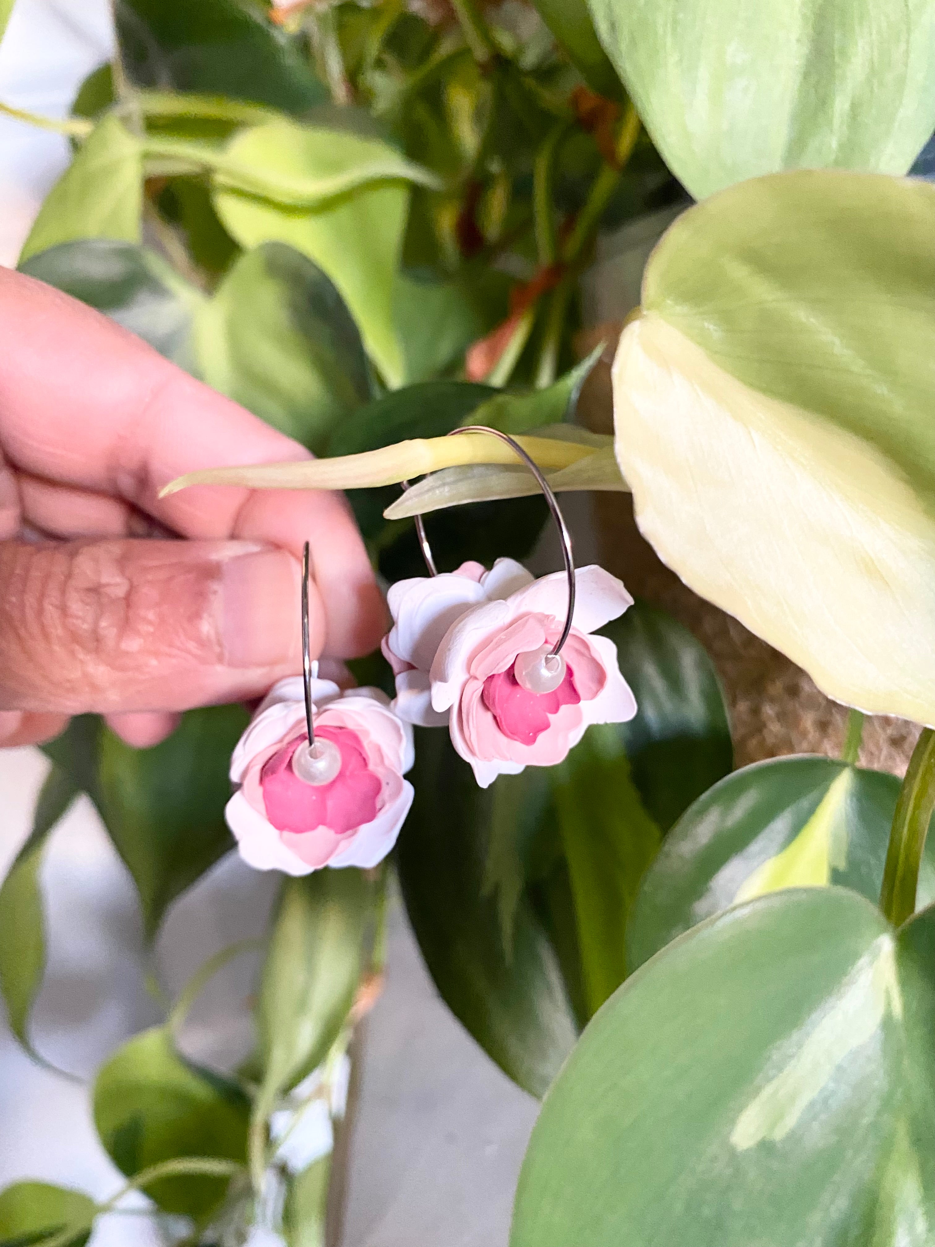 Floral hoop pink double sided