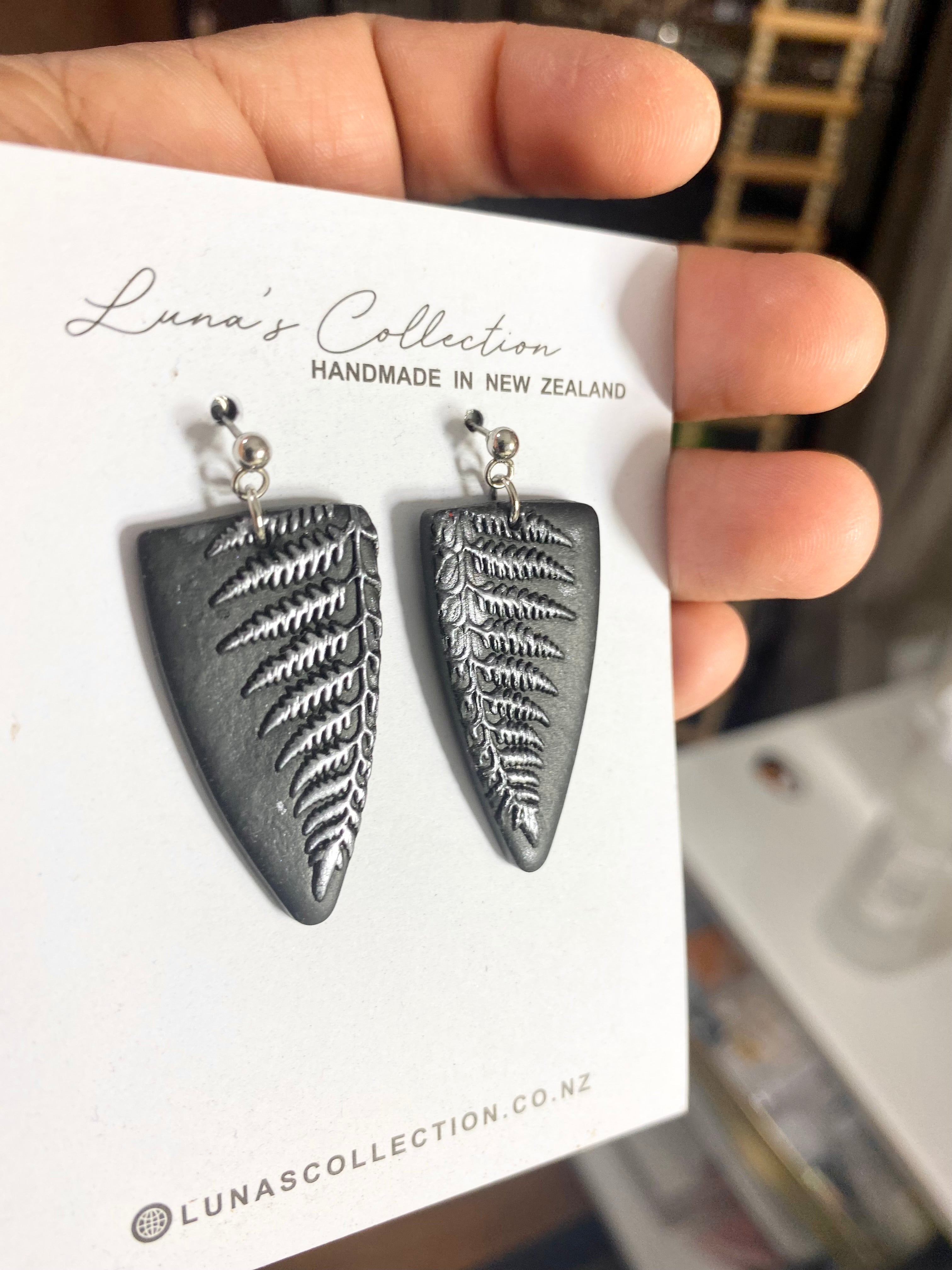 Silver Fern Earrings triangle