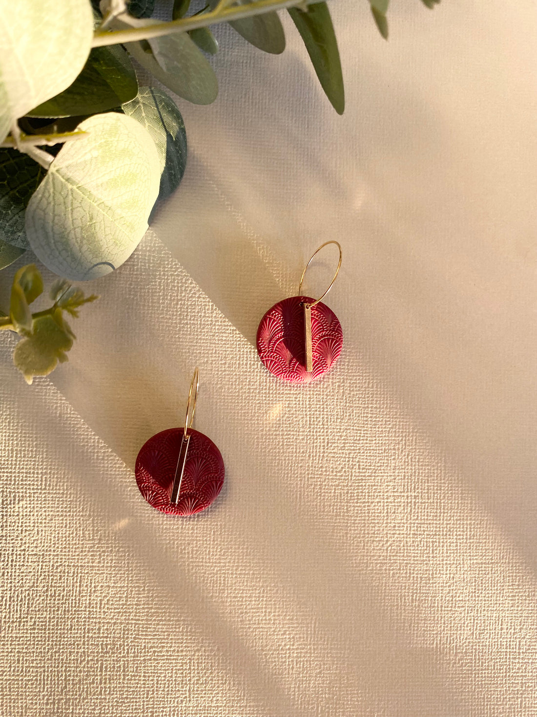 Simple boho round Hoops ( maroon )