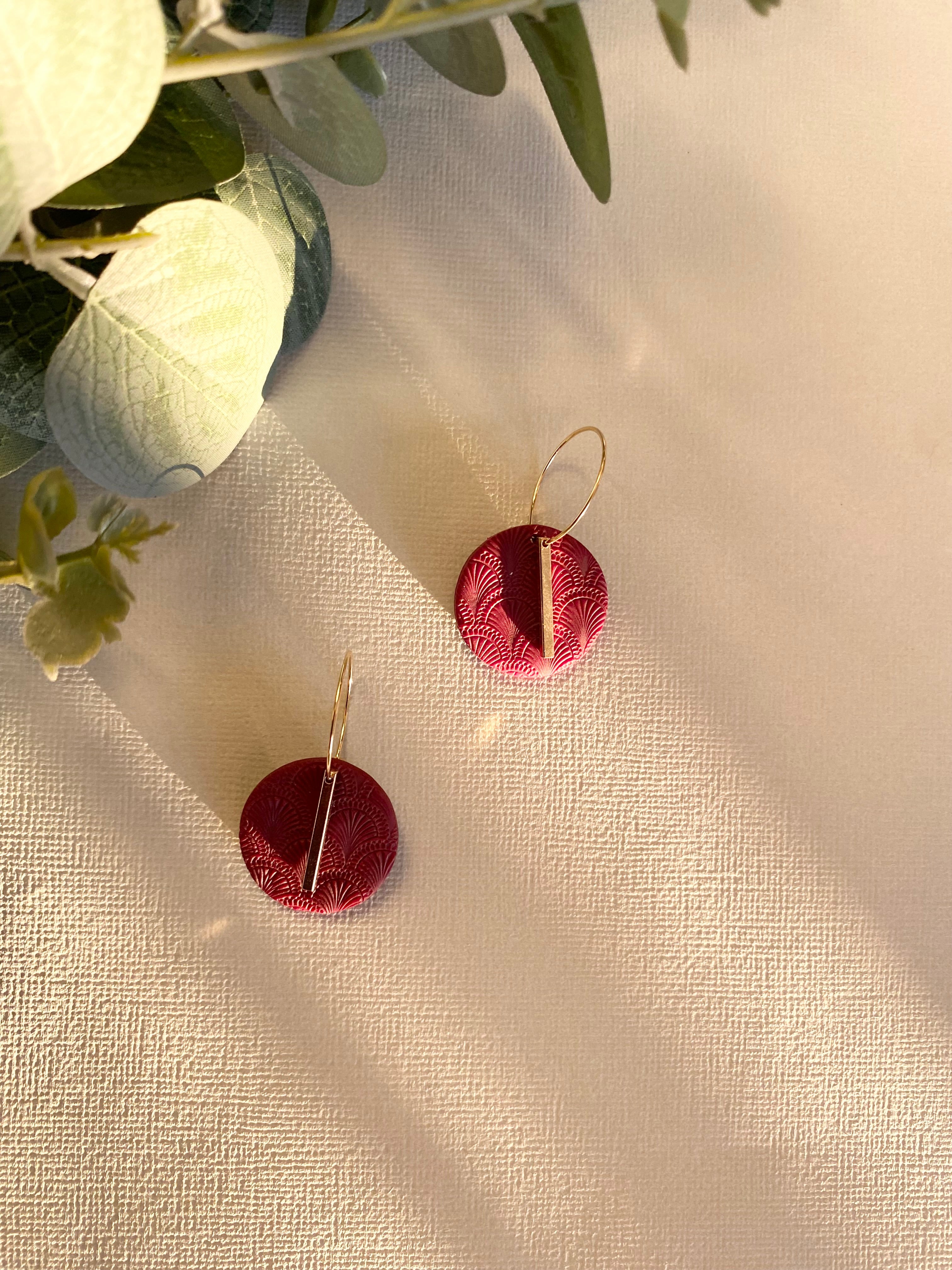 Simple boho round Hoops ( maroon )