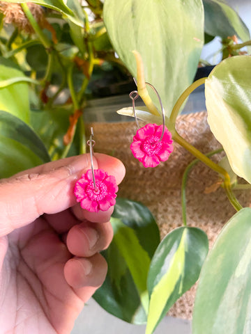 Mini Floral Hoops ( bright pink)