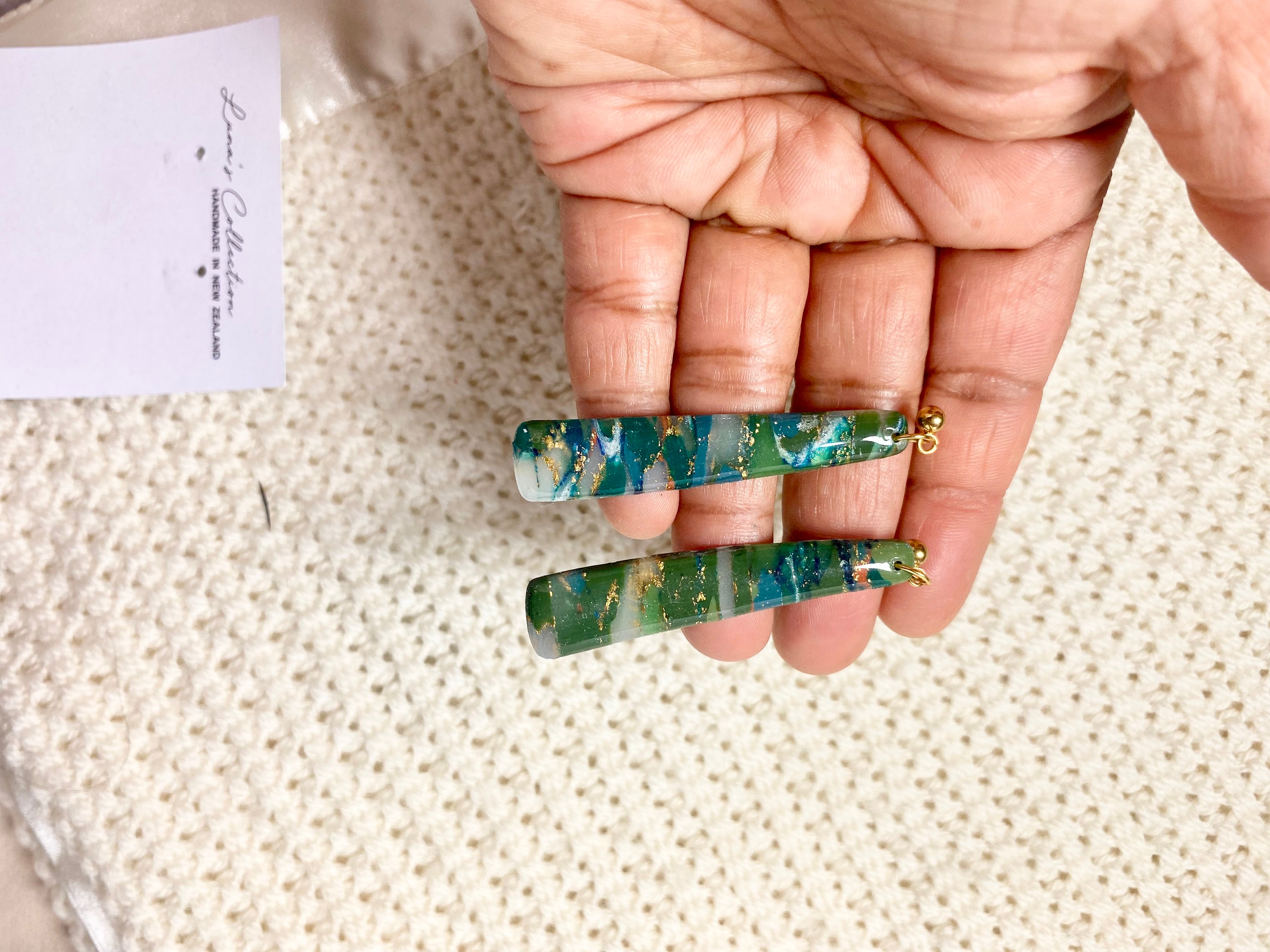 Greenstone effect with polymer clay Earrings
