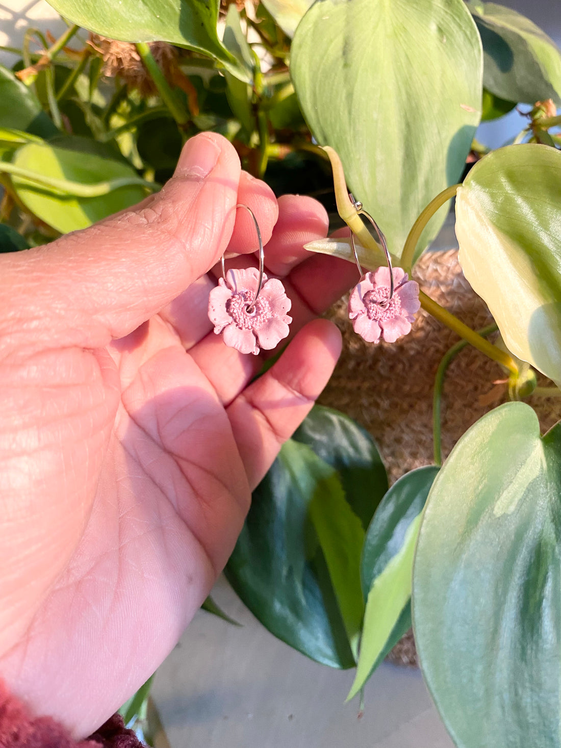 Mini Floral Hoops ( light pink)