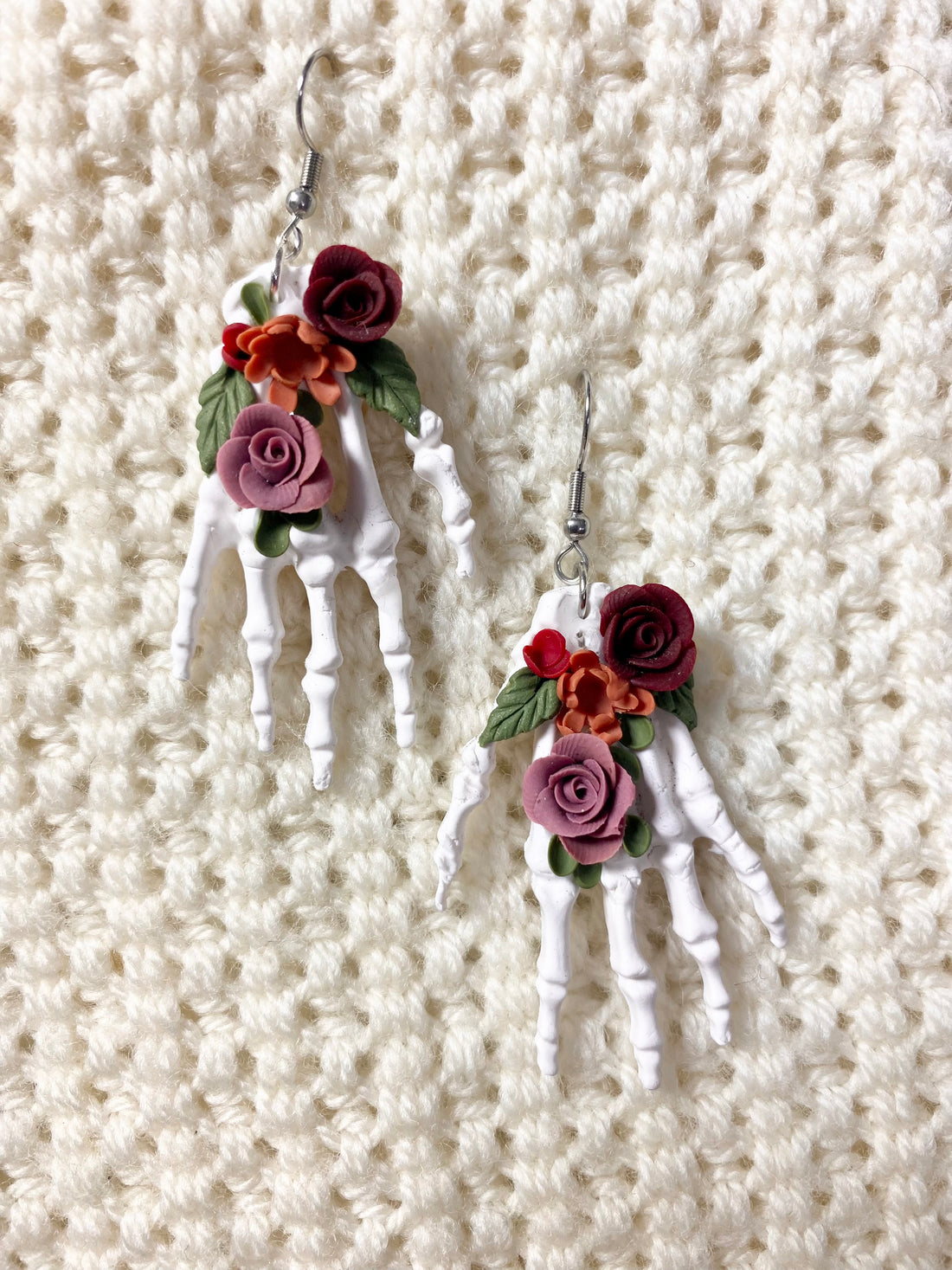 Floral Sculls hand Earrings