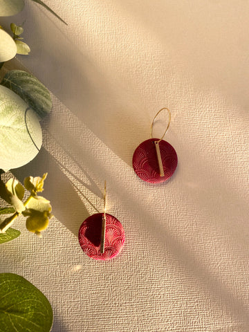 Simple boho round Hoops ( maroon )