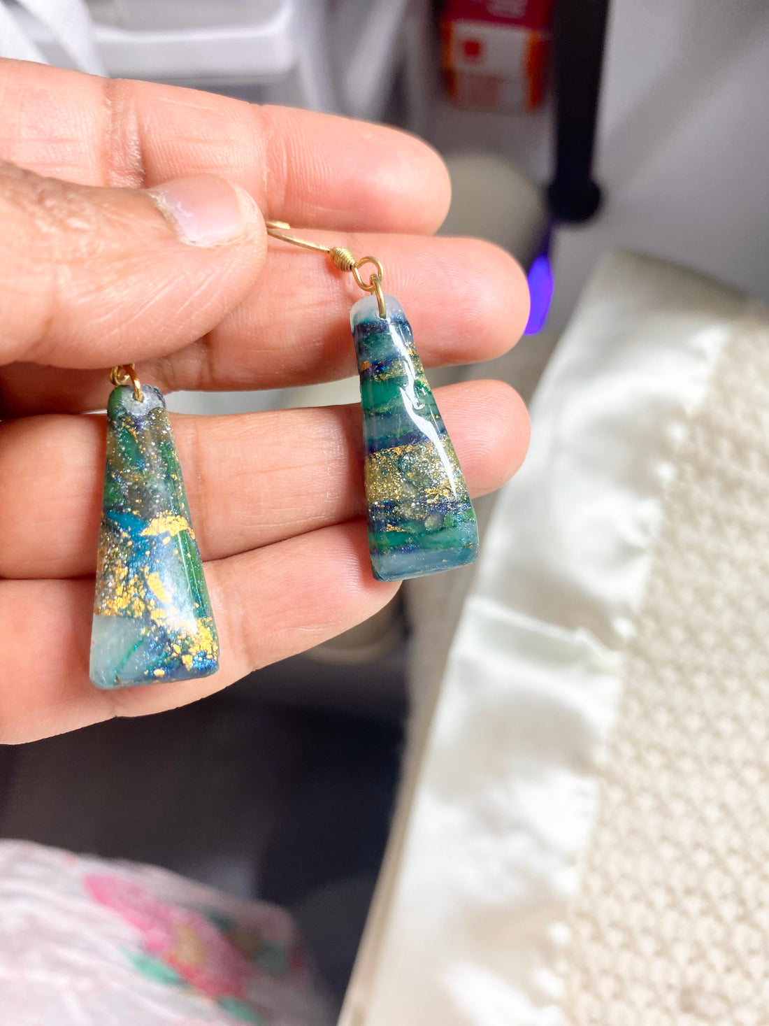 Greenstone effect with polymer clay Earrings