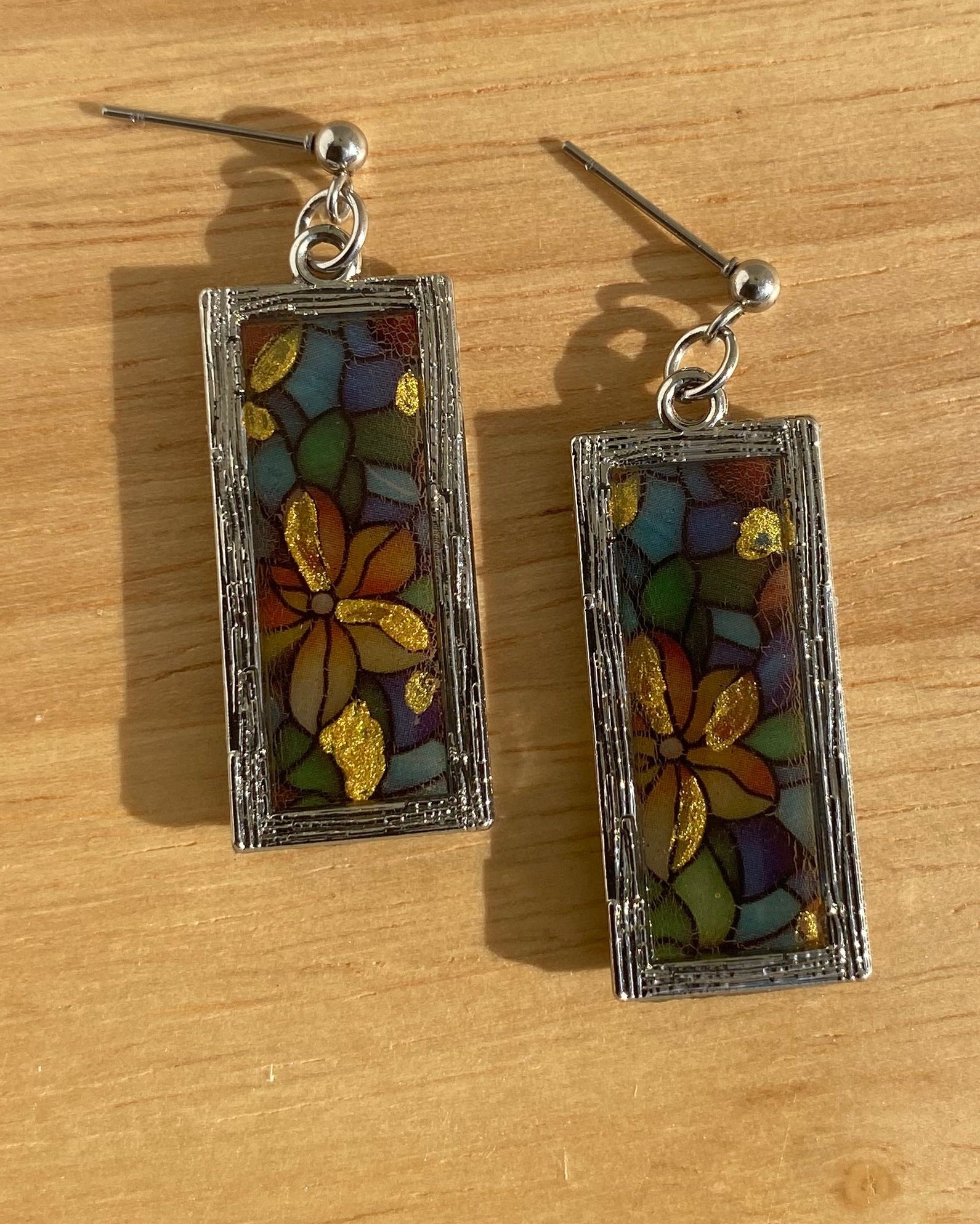 Stained Glass Inspired Clay Earrings