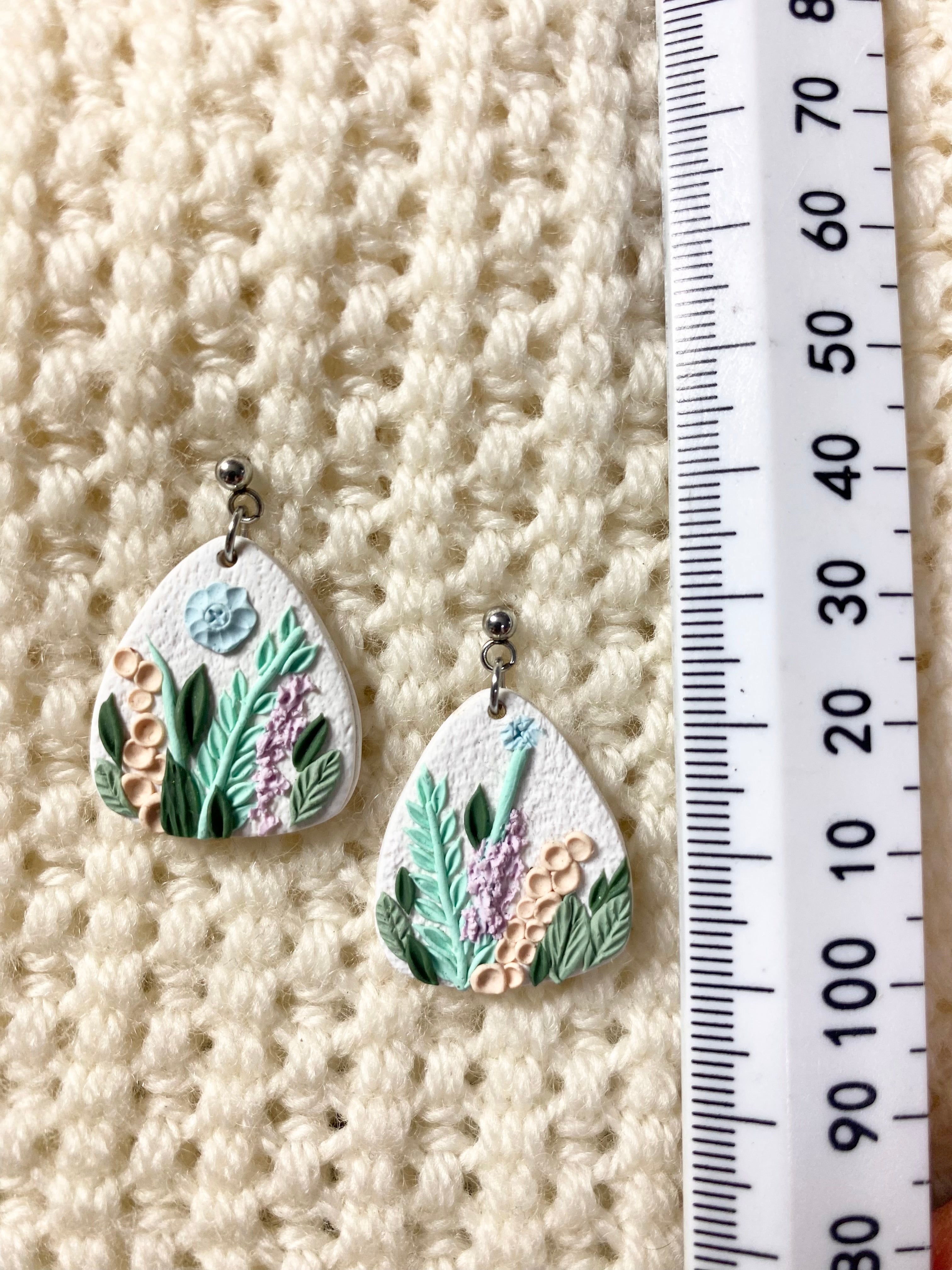 Triangle Embroidered Style Earrings