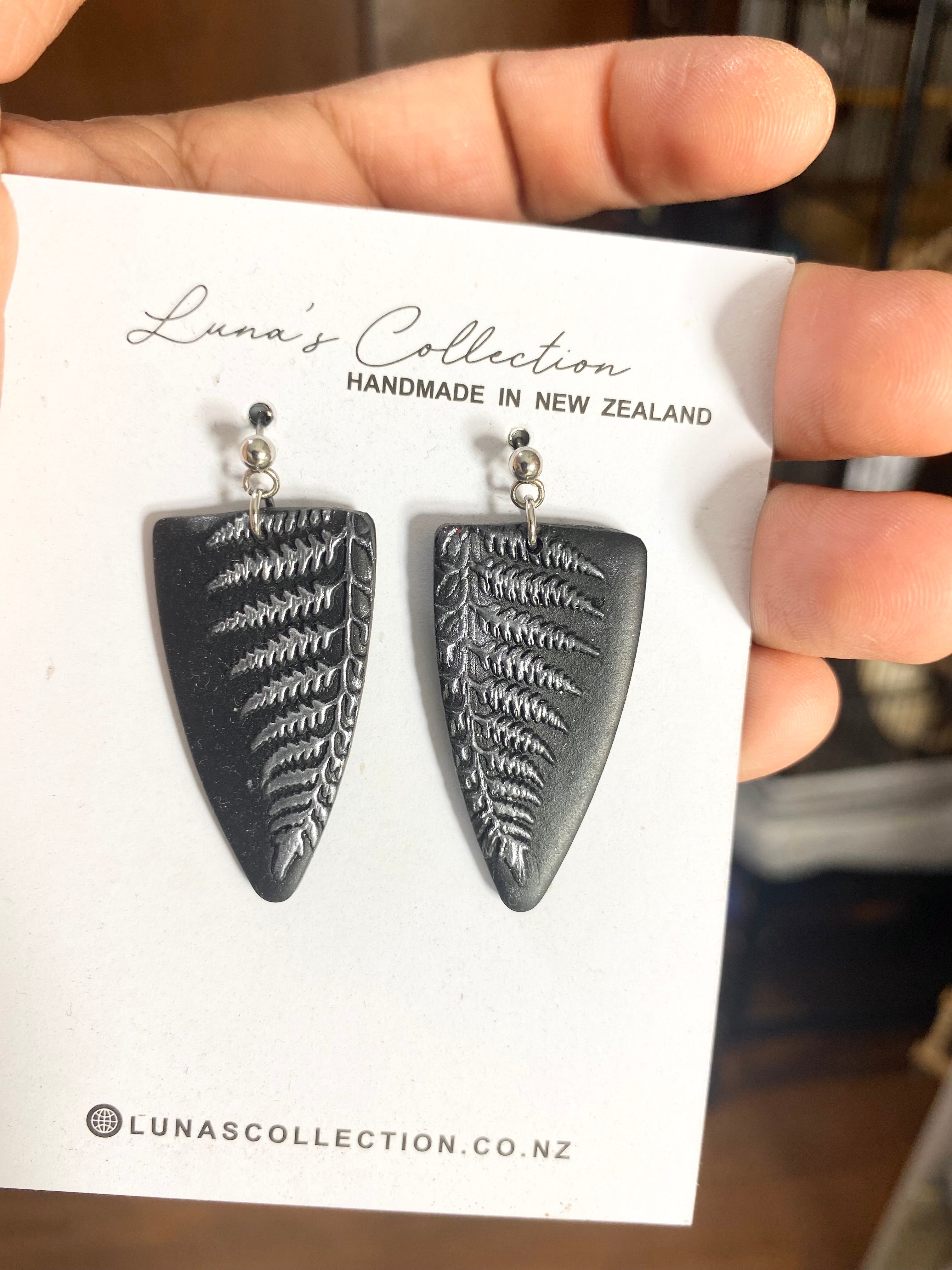 Silver Fern Earrings triangle