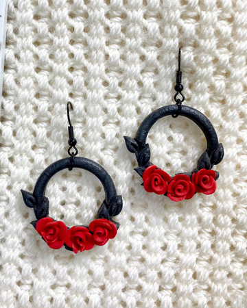 Red Rose Earrings