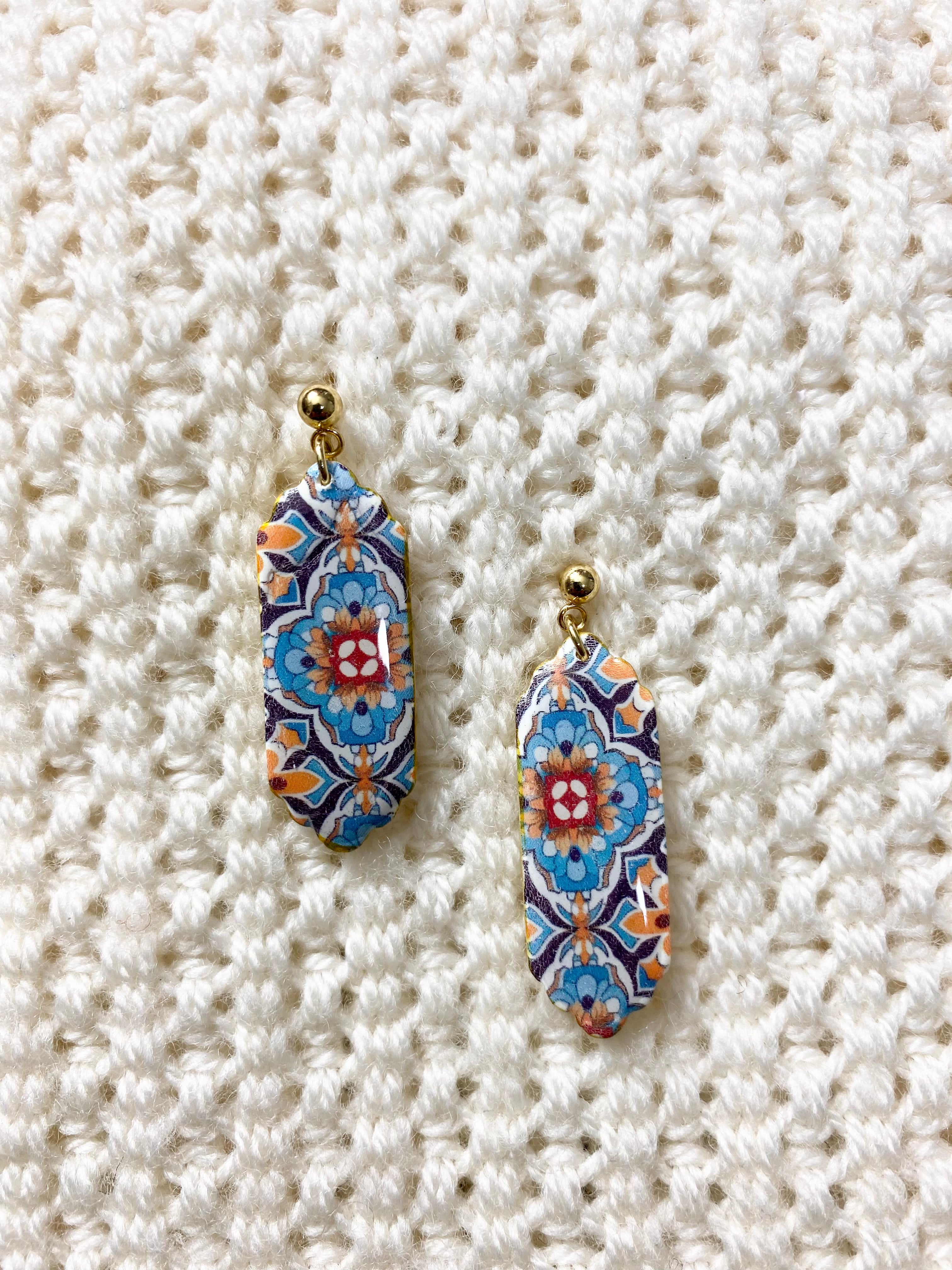 Painted Glass Inspired Earrings