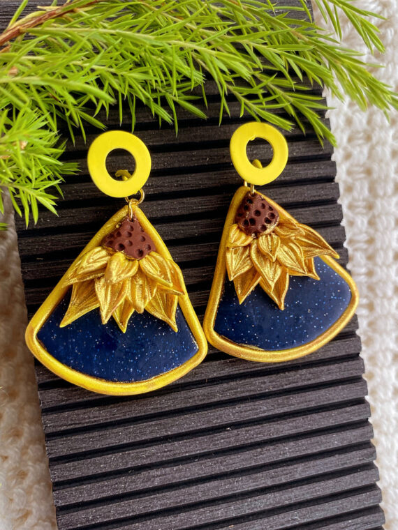Handmade sunflower earrings