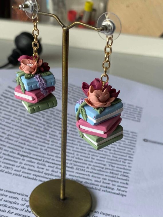 Book stack earring