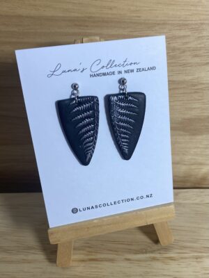 Silver fern earrings-triangle