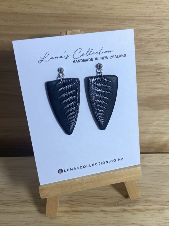 Silver fern earrings-triangle
